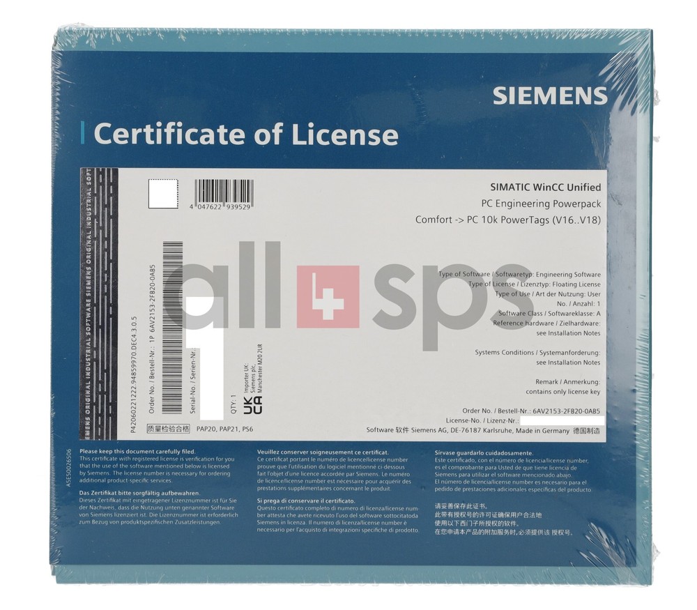 WINCC UNIFIED PC ENG POWERPACK COMF -> PC10K V16...V18 - 6AV2153-2FB20-0AB5 (NS)