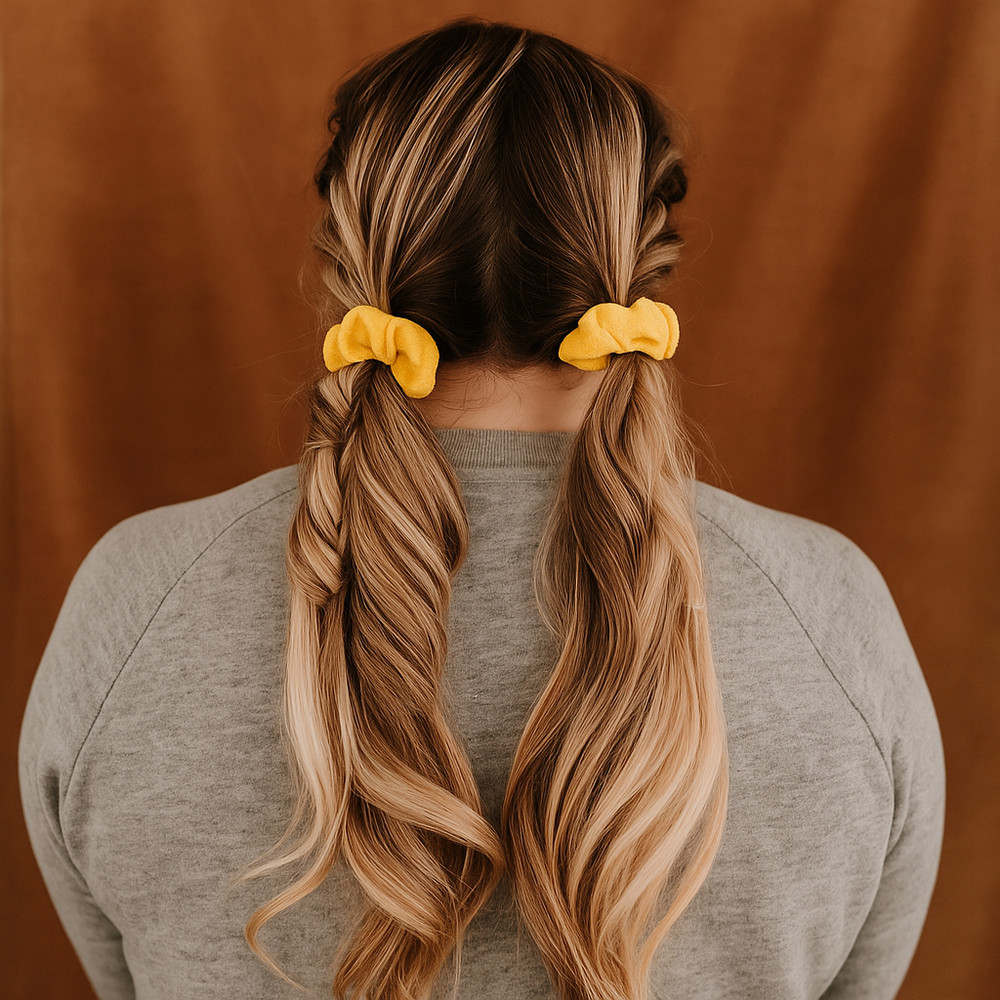 Yellow Velvet Scrunchies 2 Pack