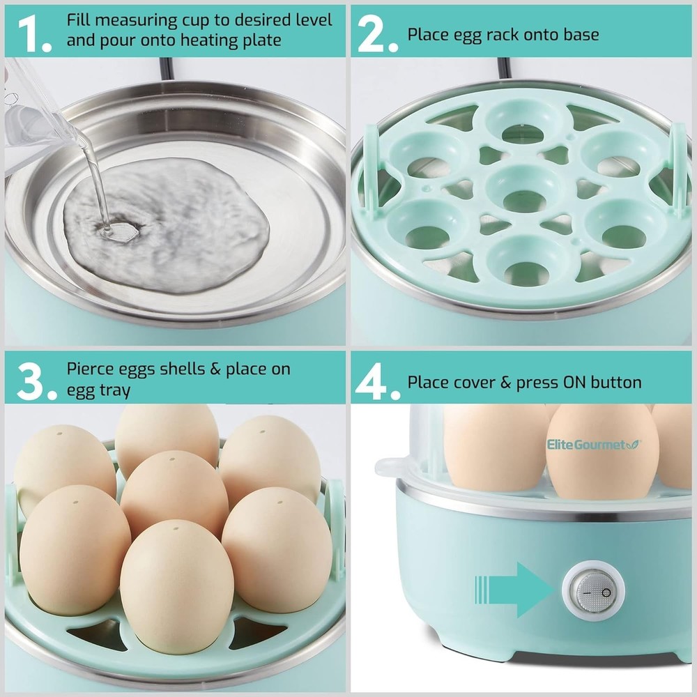 Easy Egg Cooker Electric 7-Egg Capacity, Soft, Medium, Hard-Boiled Egg C