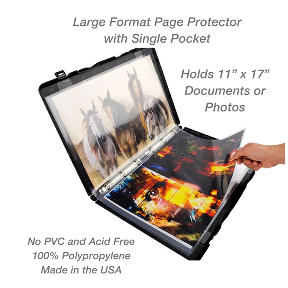 EnvyPak Tabloid Page Protectors, 6 Hole Punched (Large Format), Clear - Side ...