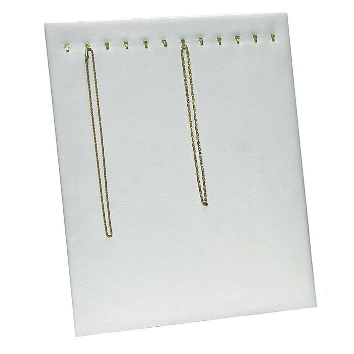 White Leatherette Necklace Chain Pendant Display Easel Boards Holder Organizer