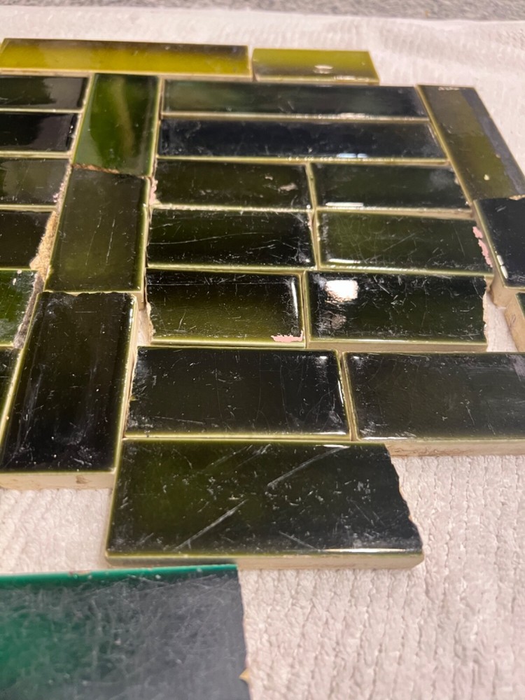 35 ANTIQUE FIREPLACE TILE SOLID GREEN, 3 greens