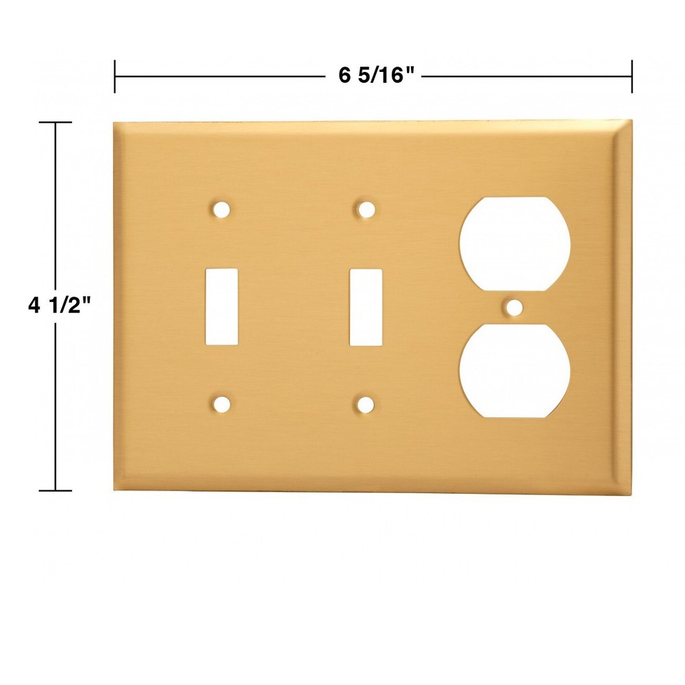 Switch Plate Brushed Brass Double Toggle/Outlet | Renovator's Supply