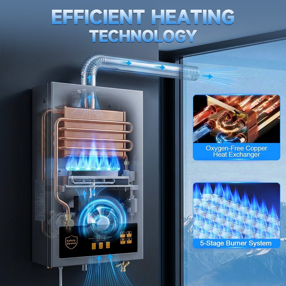 12L 3.6GPM LPG/Propane Gas Hot Water Heater Tankless On-Demand Instant Boiler