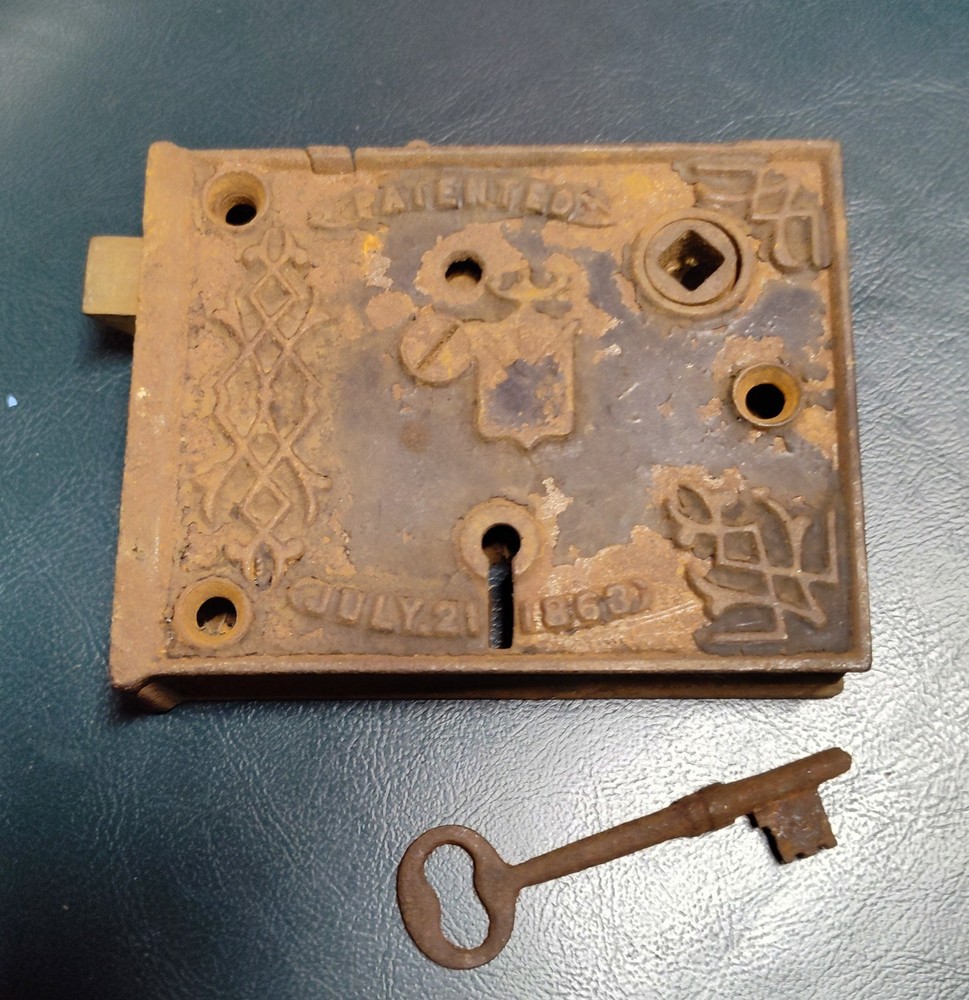 Antique Door Lock Pattern July 21 1863 With Key