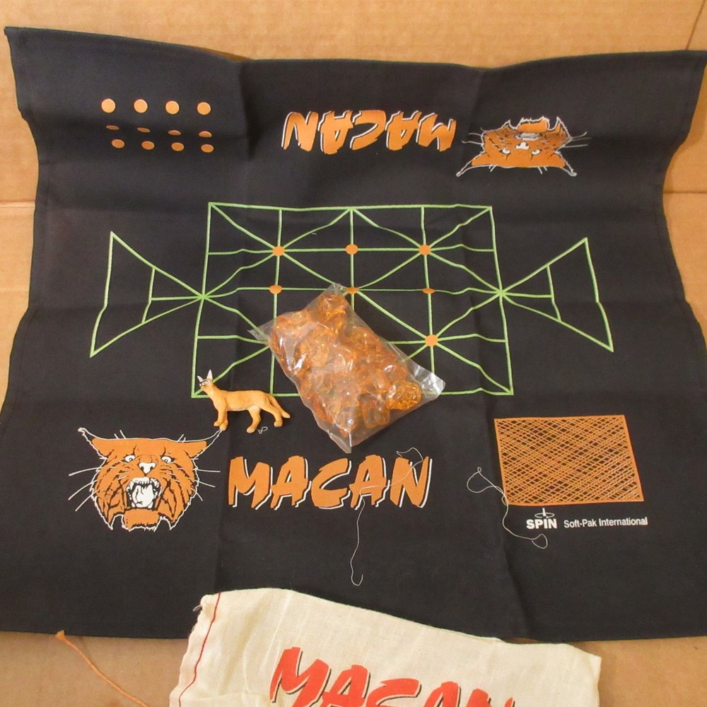 Vtg HTF Cloth Board MACAN Mind Game Spin 2 Player Hunter Tiger Piece Java Indon.