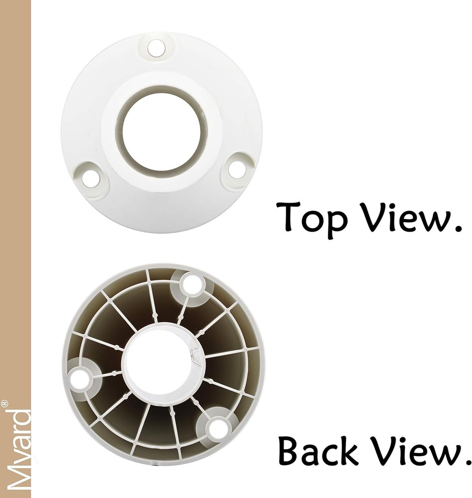 6" Surface Mount Base Anchor Flange for Swimming Pool Rail - Ivory White, 2-Pack