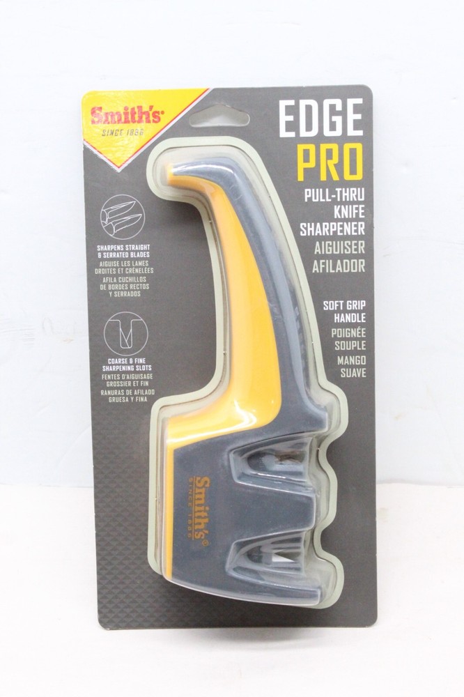 Smith’s Edge Pro Pull-Thru Knife Sharpener #50348 Soft Grip Handle Blade Honer