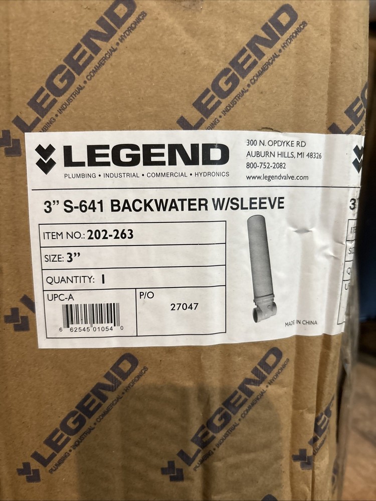 Legend Backwater Valve w Sleeve 3" S-641 202-263 Replacement Pipe Part White