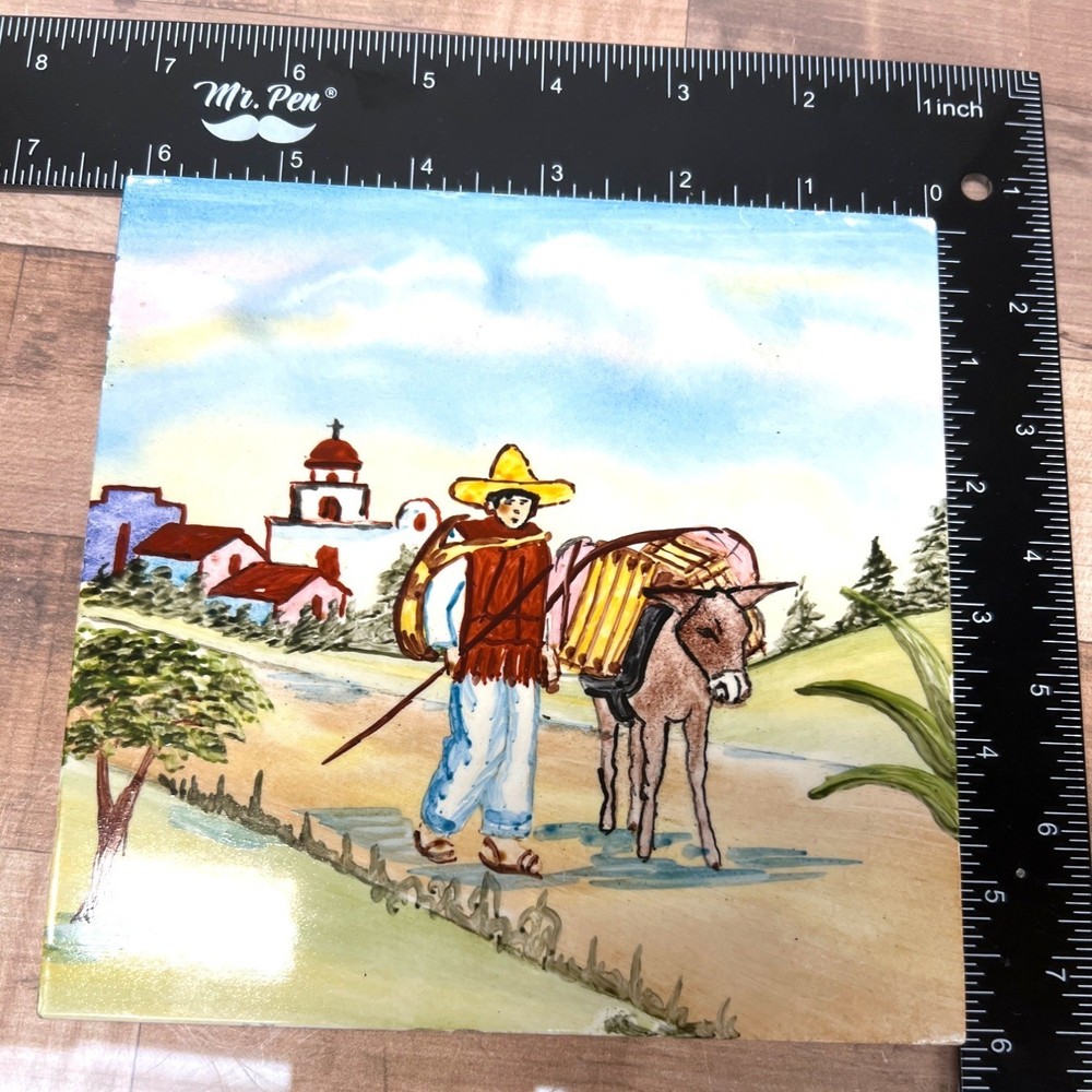 Decorative H&R Johnson Ltd Ceramic Tile With Mexican Scene Artwork