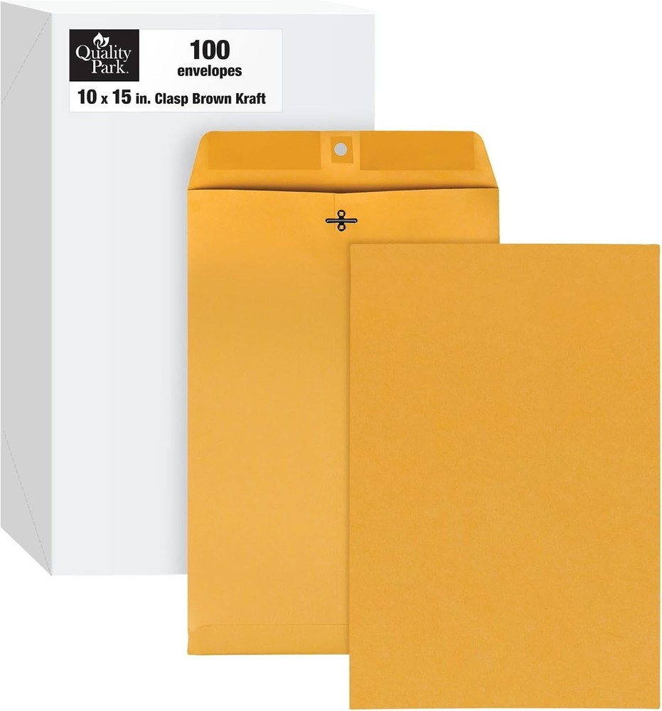 Reliable 10 x 15 Kraft Clasp Envelopes - Secure Document Storage, 100 Pack