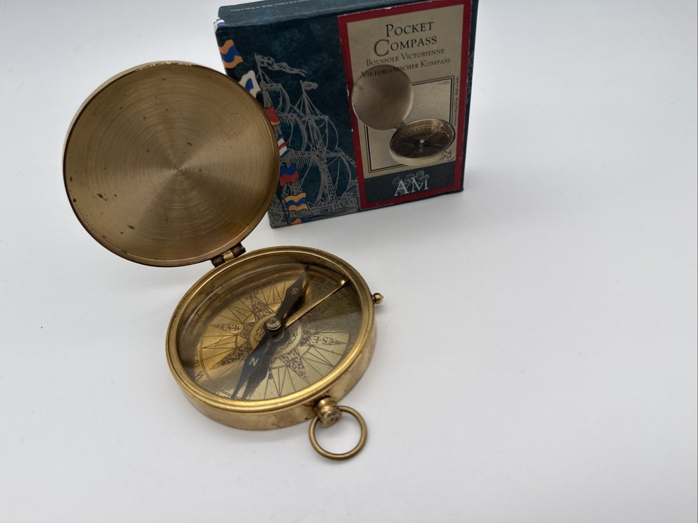 Pocket Compass Authentic Models CO003  BRASS Replica W/Box