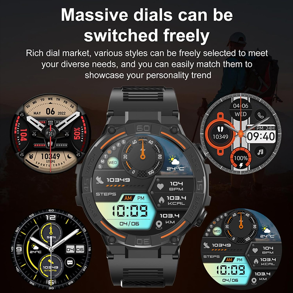 Smart Fitness Tracker with 1.52-Inch Large Screen - Led Flashlight, Pedometer &