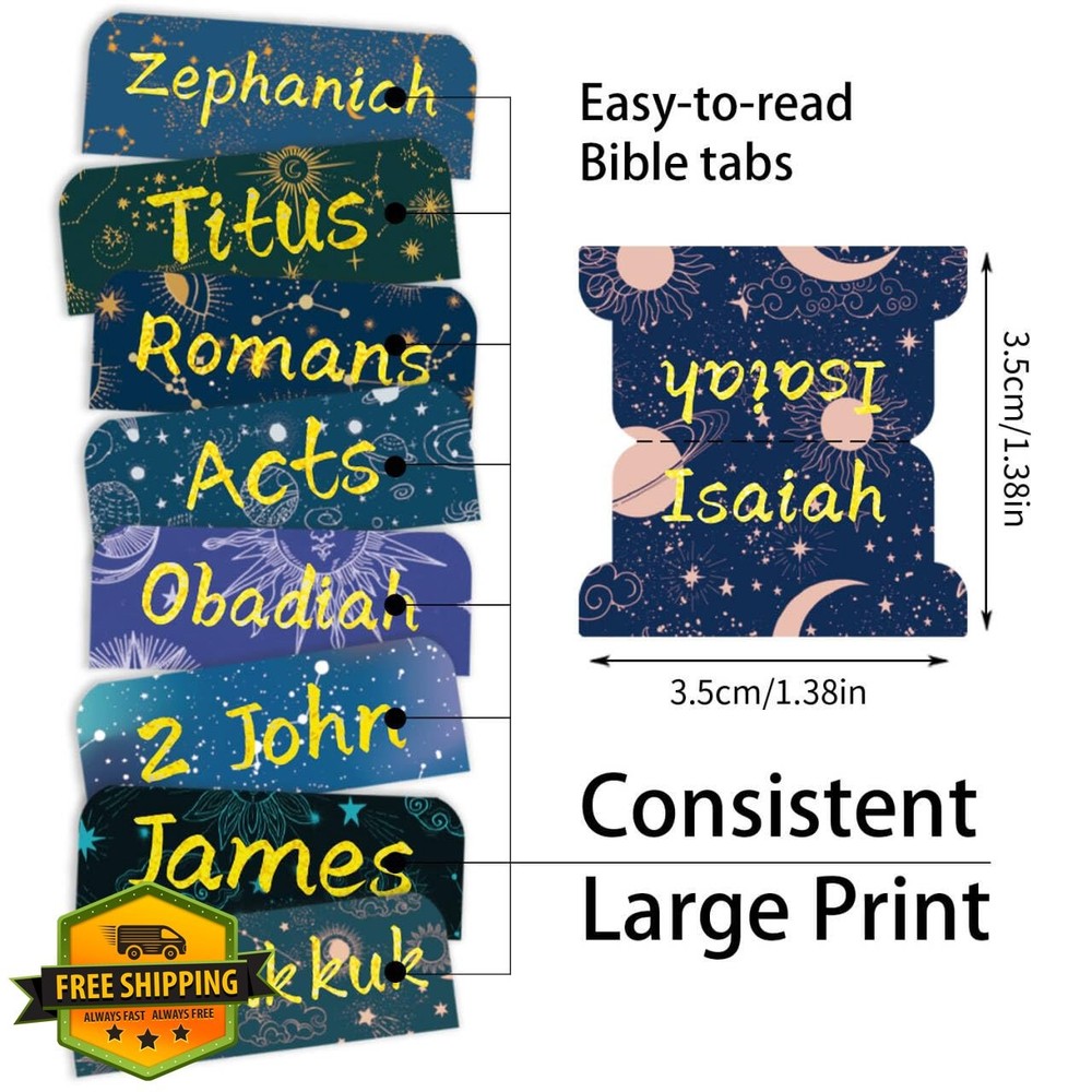 Gold Foil Bible Tabs Constellation Large Print Easy Read Laminated