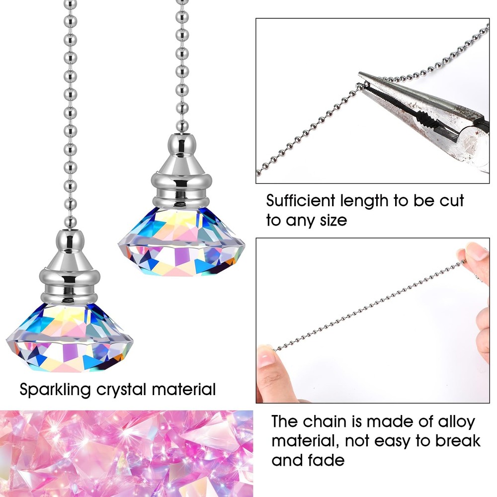 2 Pieces Light Pull Chain Extension Ceiling Fan Pull Chain Ornaments Decorati...