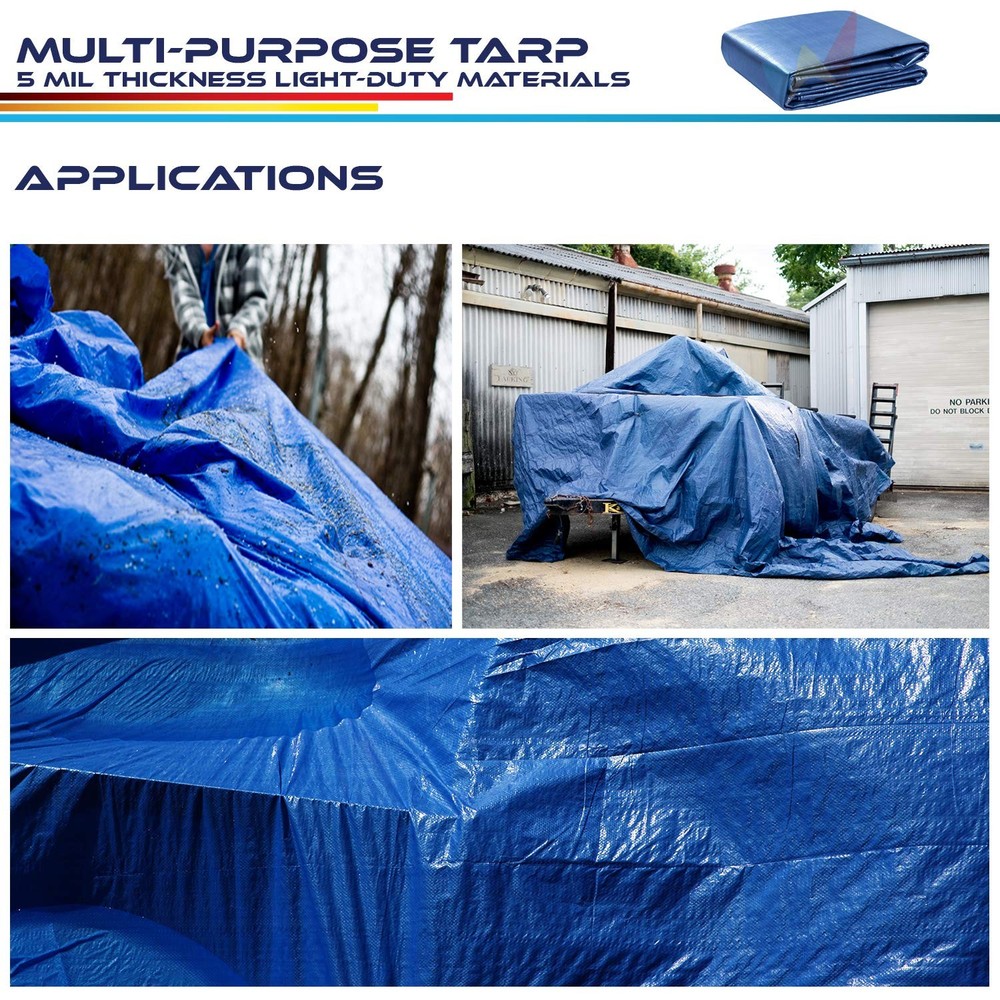 Windscreen4less 5' x 7' General Multiple Purpose 5 Mil Waterproof 5'x7', Blue