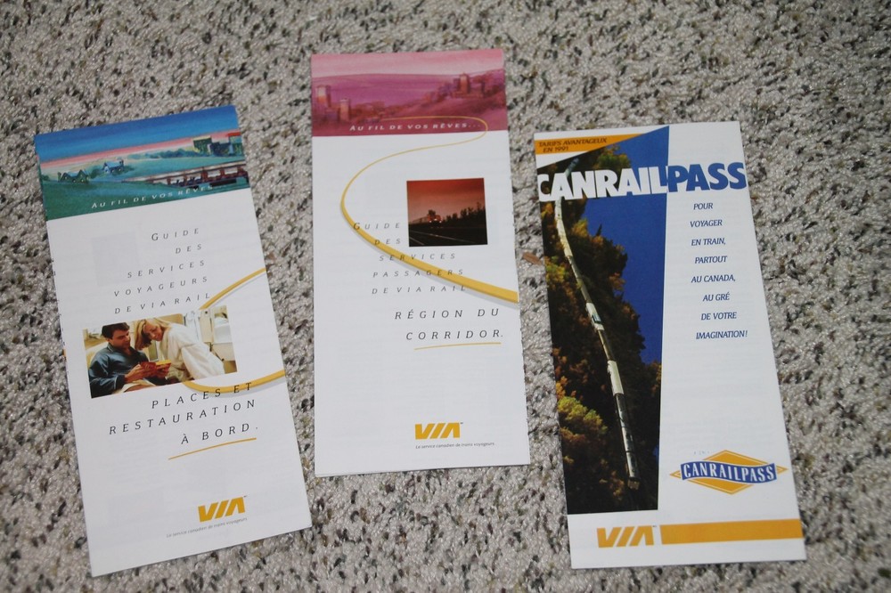 VIA Railroad Brochures ACCOMODATIONS & DINING;CORRIDOR SERVICES;1991 CANRAILPASS
