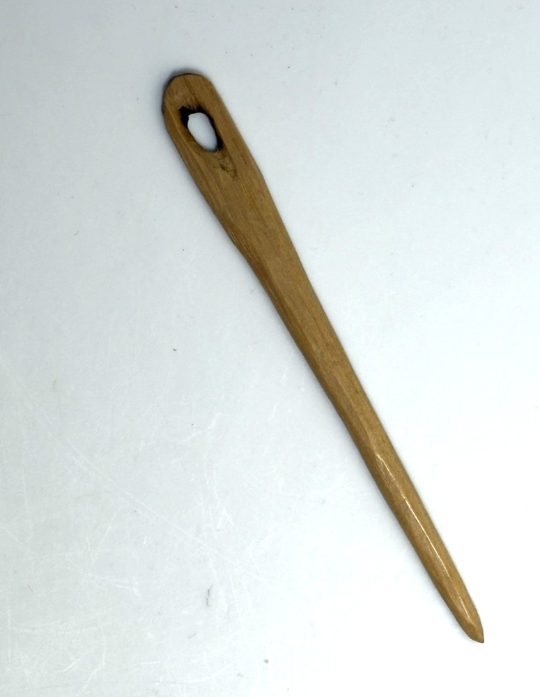 Antique 4-1/2” Wooden Nalbinding Needle Textile Tool