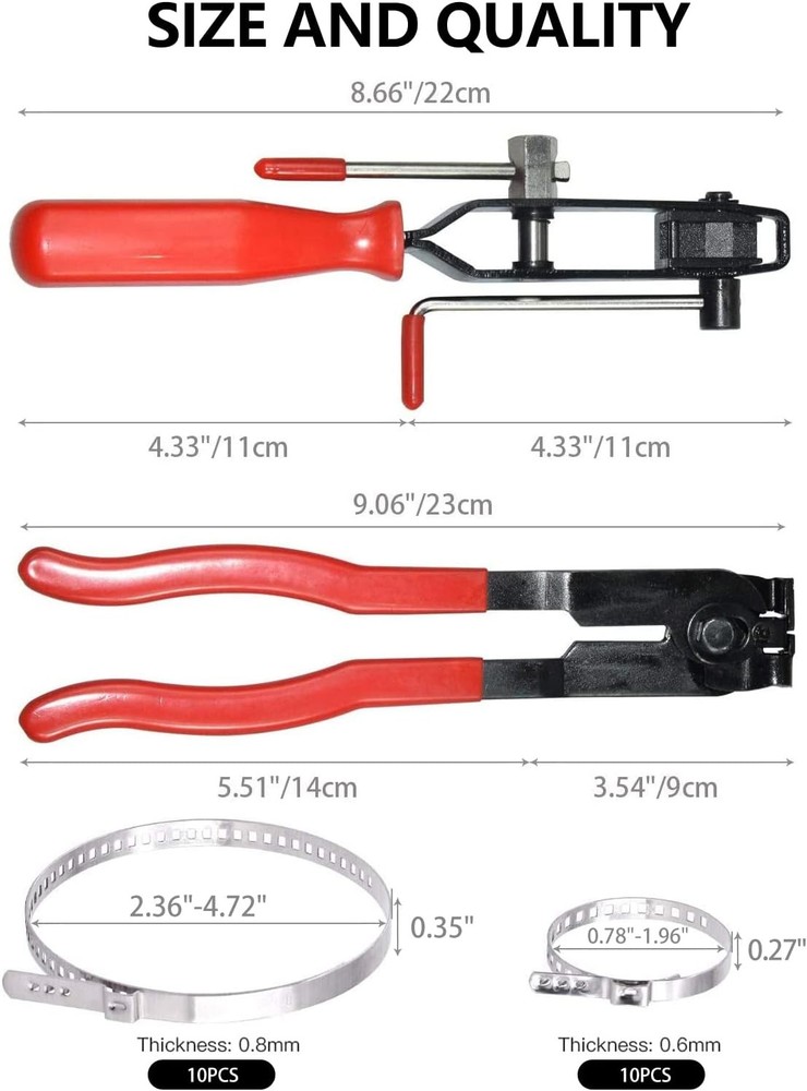 22Pcs CV Boot Clamp Pliers Set Cv Axle Removal Tool Joint Ear Red