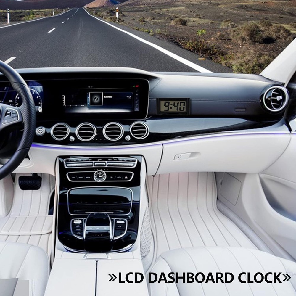 Small Battery Operated Dashboard Clock for Vehicles with Large Display Screen