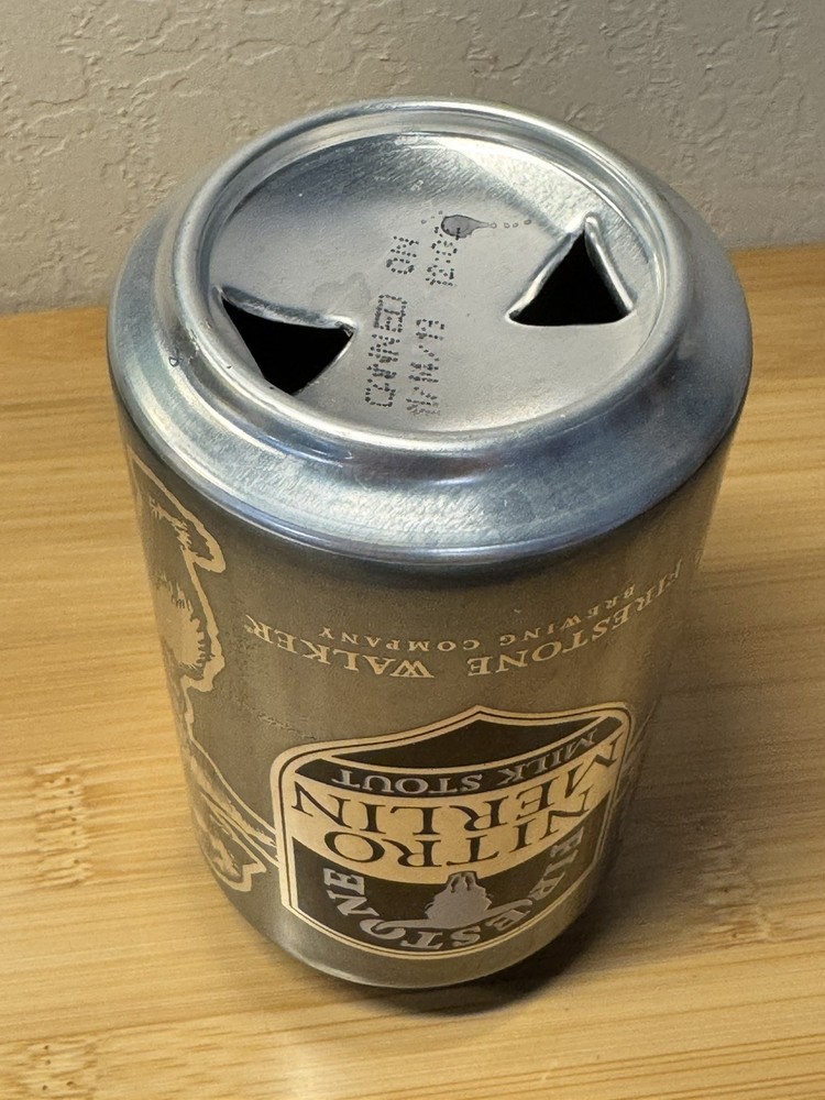 Firestone Nitro Merlin Milk Stout - Empty Beer Can - Bottom Opened