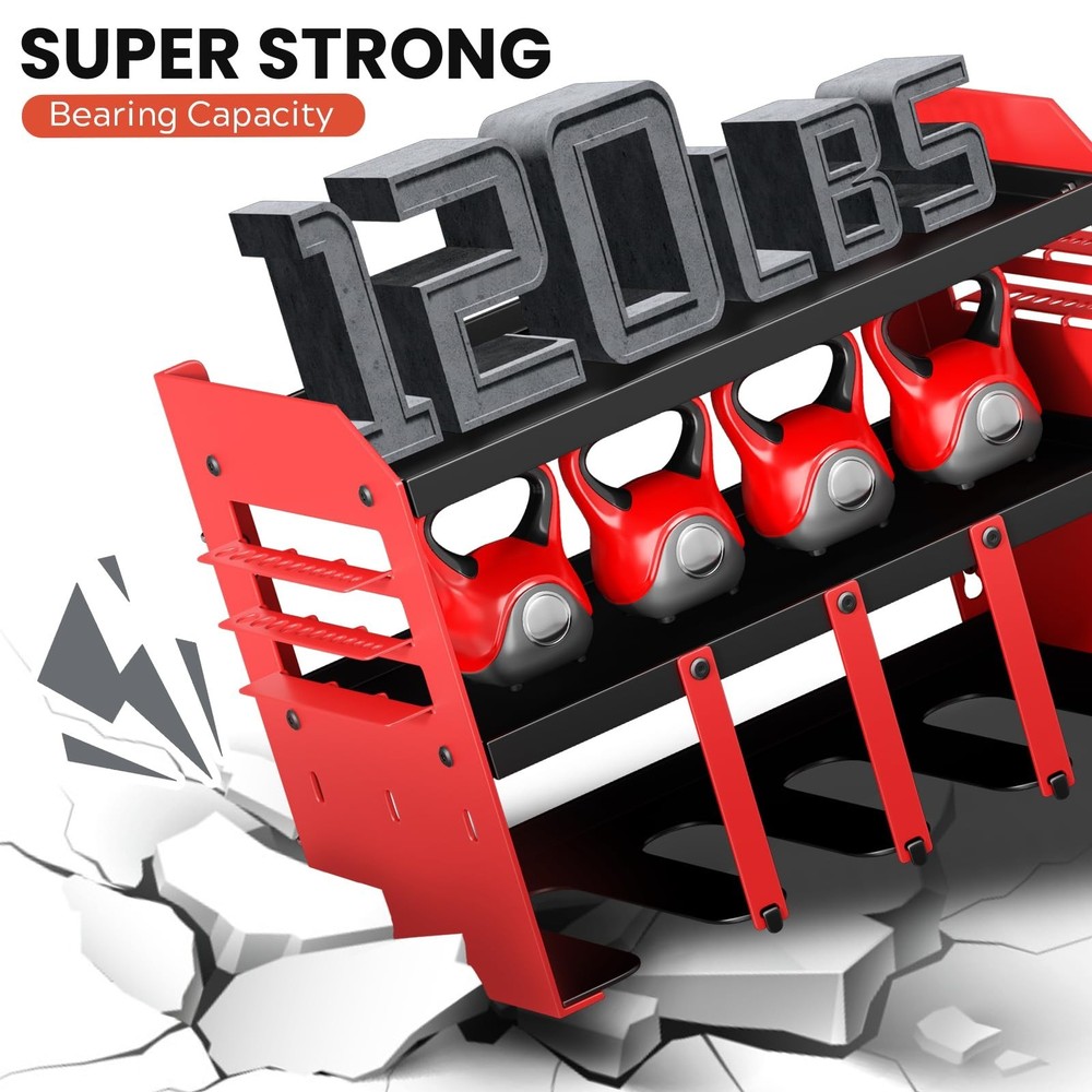 Power Tool Organizer Wall Mount - 120Lbs Load 3 Layers Storage Rack 4 Drill H...