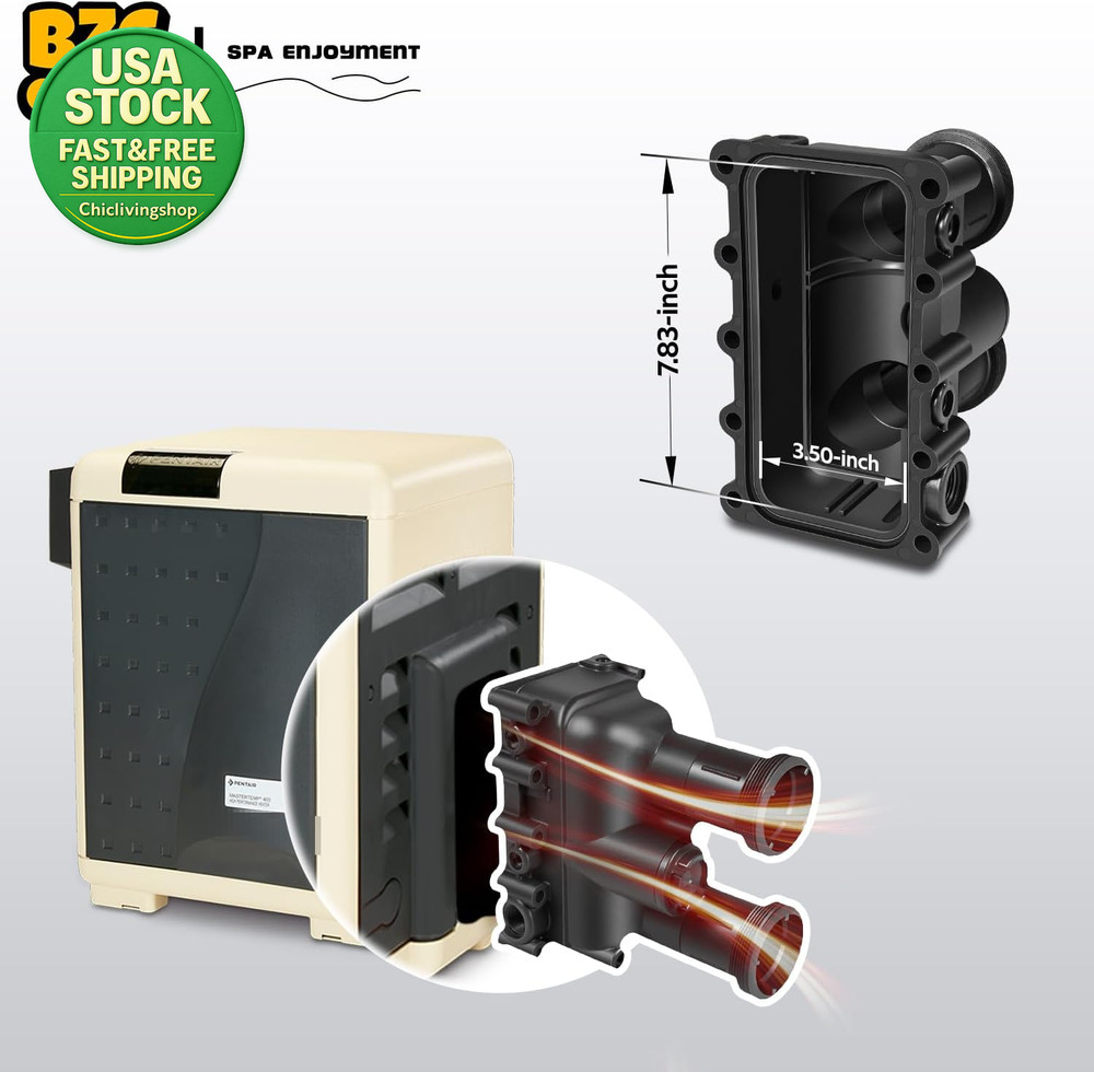 Pool Heater Manifold Assembly Kit for Mastertemp Sta-Rite Max-E-Therm Black