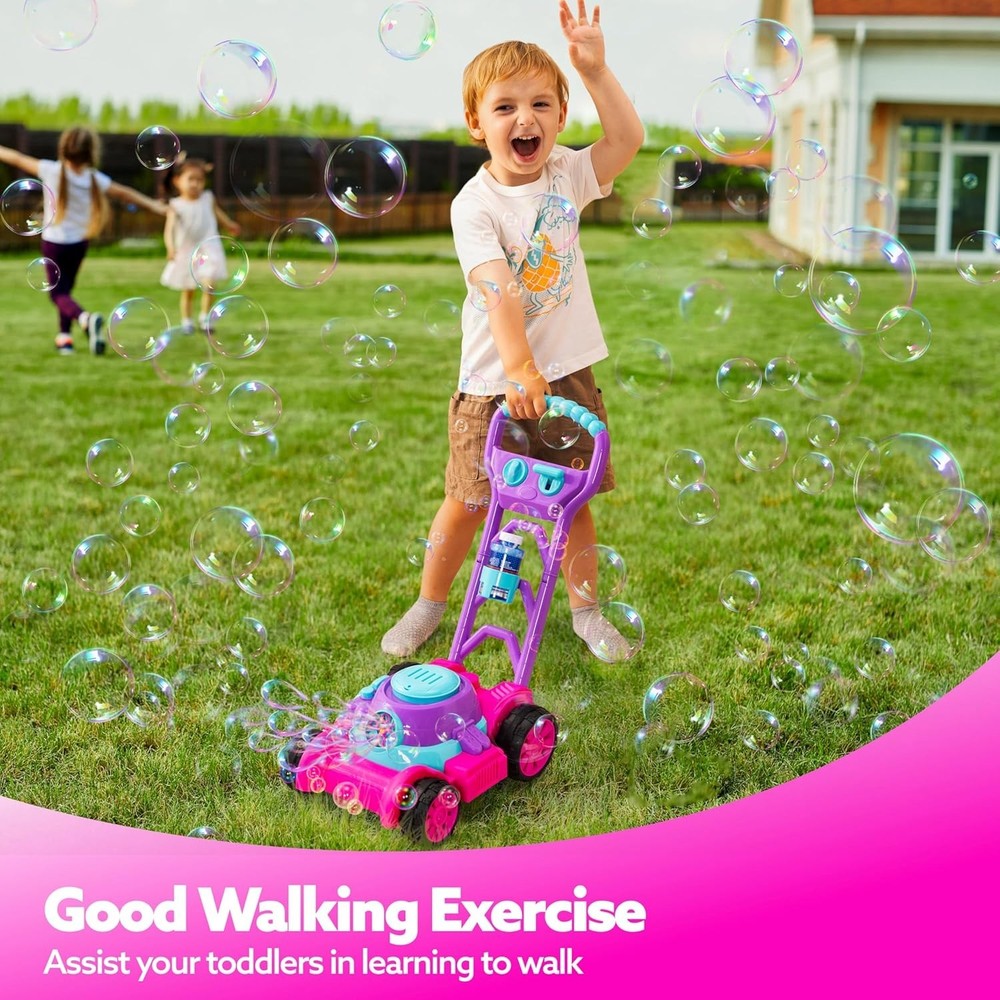 Quality Bubble Blowing Lawn Mower - Kid-Friendly Pink Design