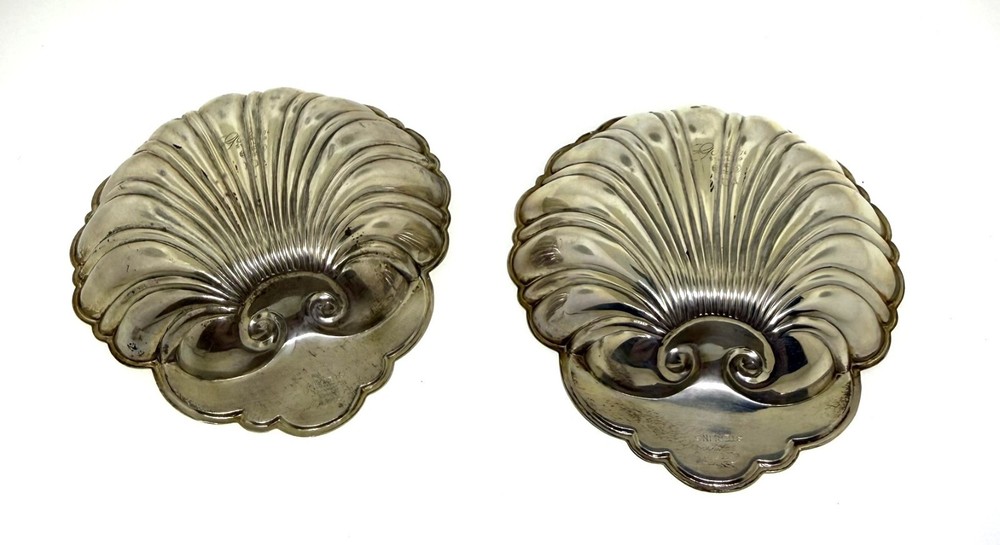 Cartier Gorham Sterling Silver Shell Ashtrays Set 2 Solid Vintage Dish