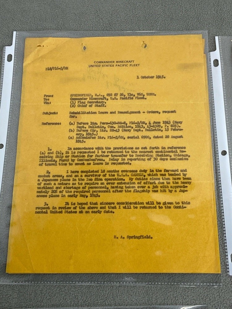 WWII US Navy & USS Terror CM-5 Documents