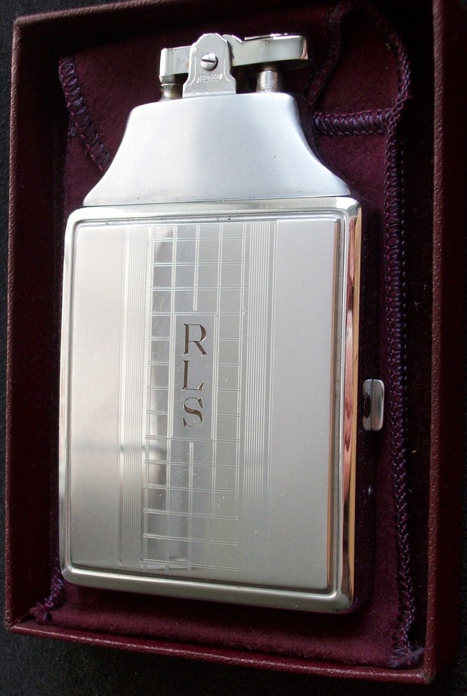 Ronson "Mastercase" Lighter-Case Combo w/Orig Box, Bag & Japanese Engraving