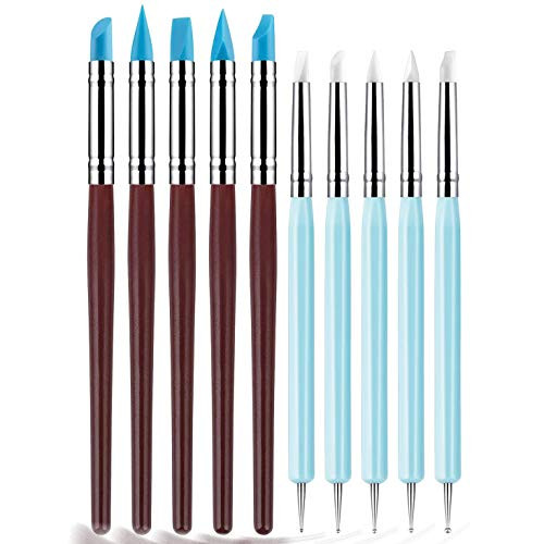 Silicone Clay Sculpting Tool - 10Pcs Modeling Dotting Tool for Pottery Craft,