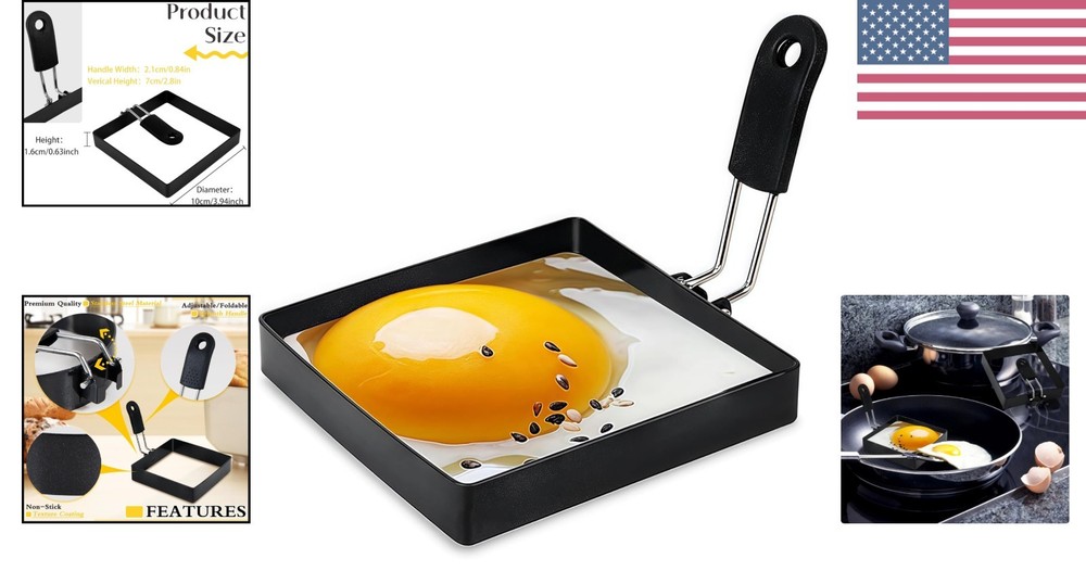 Professional Quality Egg Rings with Silicone Handle - Effortless Breakfast Maker