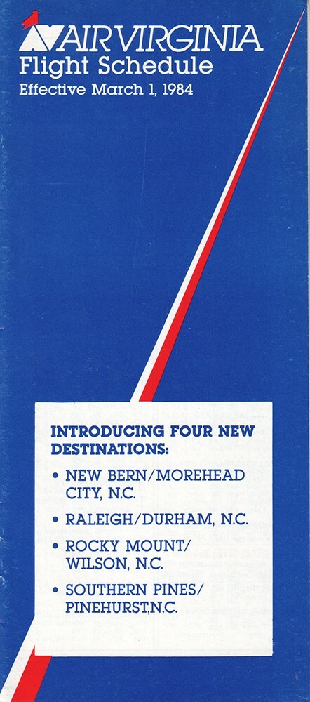 Air Virginia timetable 1984/03/01