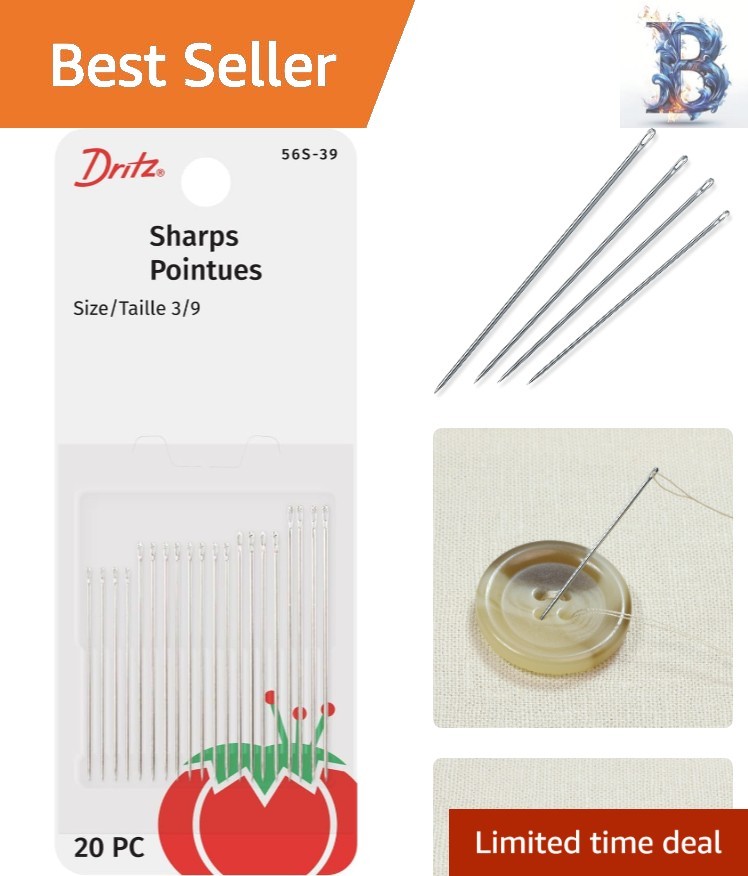 Durable Sharps Hand Needles Size 3/9 - Sharp Points for Perfect Stitching