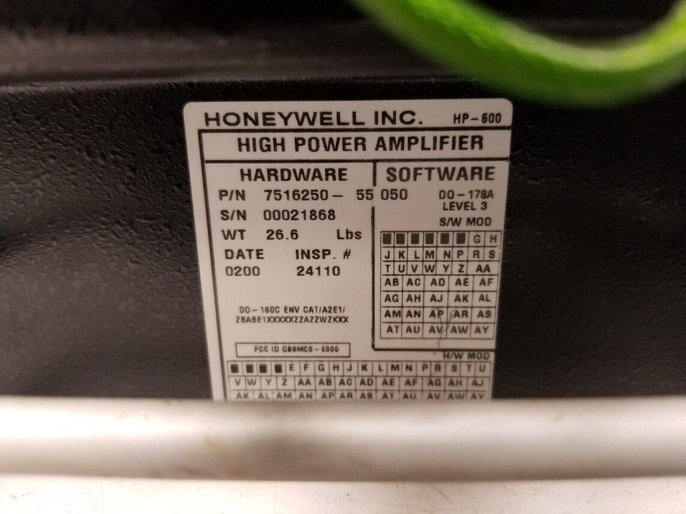 HONEYWELL MULTI-CHANNEL SATCOM SYSTEM HIGH POWER AMPLIFIER 7516250
