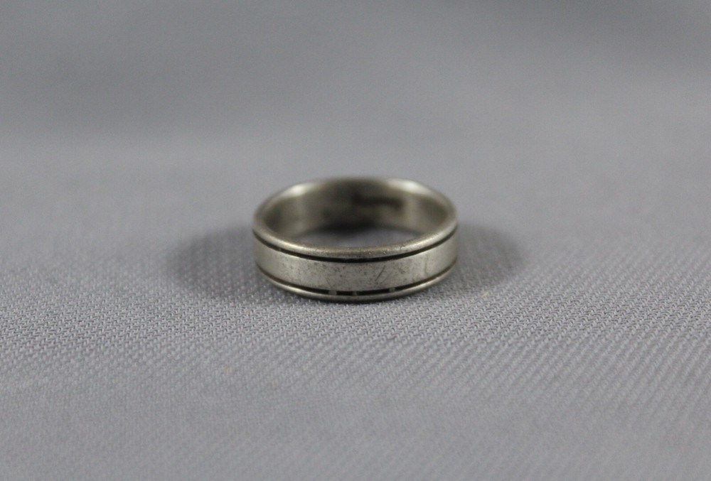 Old Pawn Navajo Silver Ring Signed H.S.   Size 5 1/2