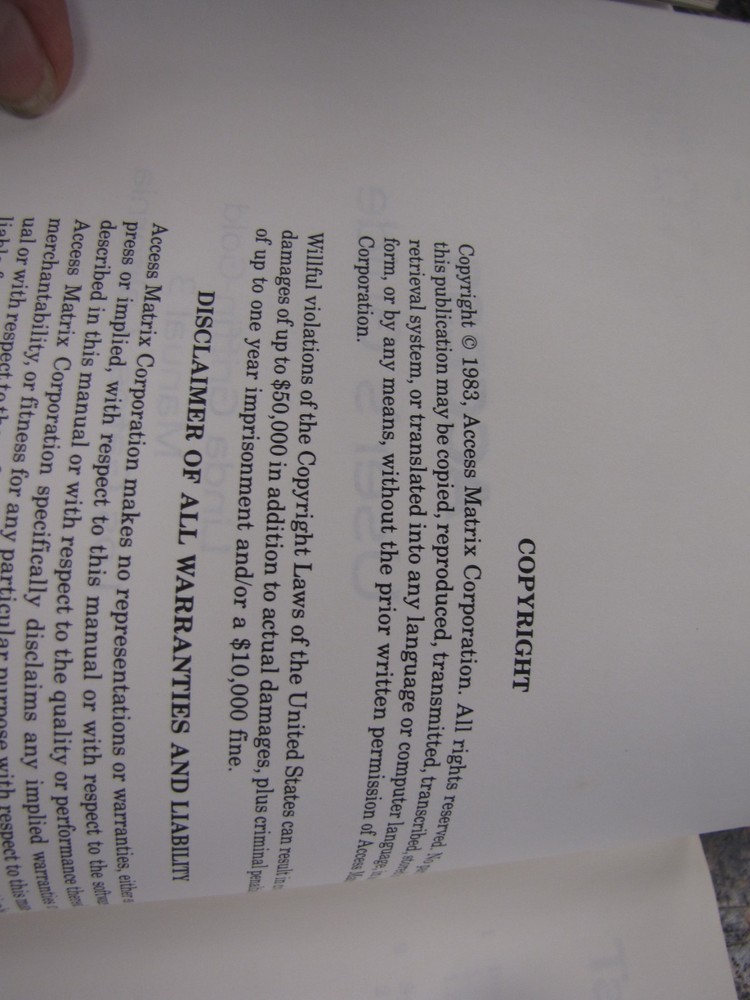 RARE HTF Original Access Computer System User's Guide 1st Edition 1983- HJ9