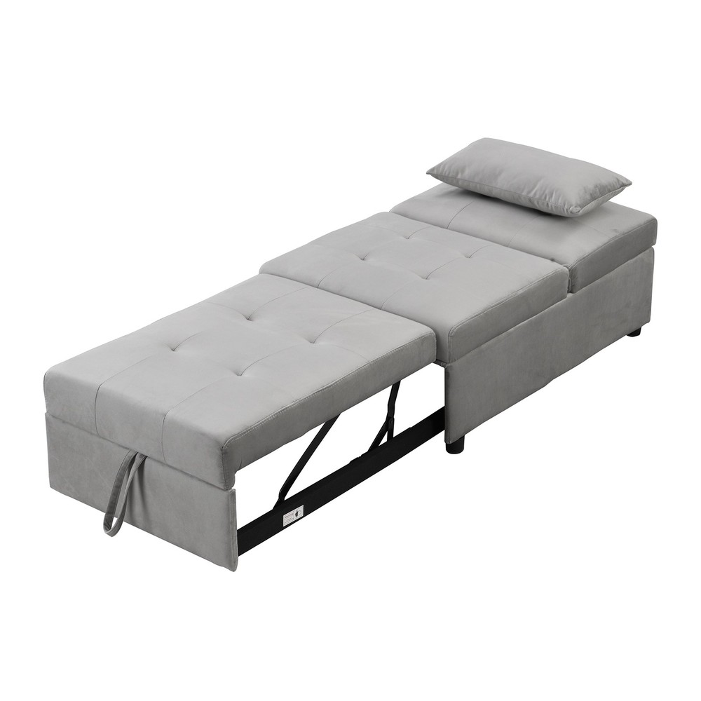 Folding Ottoman Sofa Bed Gray|Grey