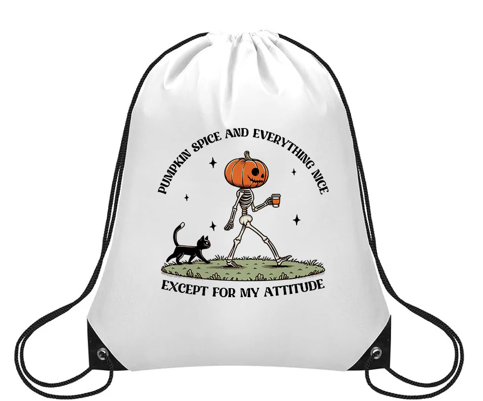 Pumpkin Spice Attitude Halloween - Small Drawstring Backpack