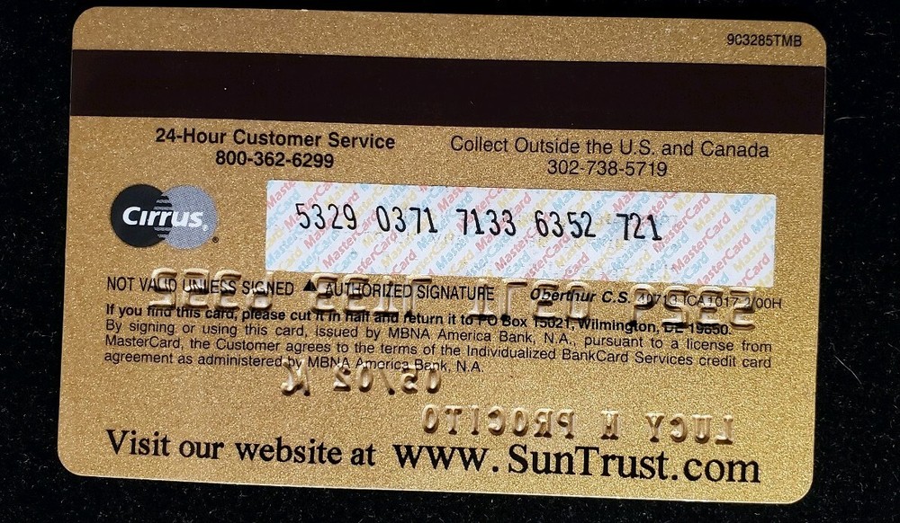 SunTrust MasterCard Exp 2002 cc225