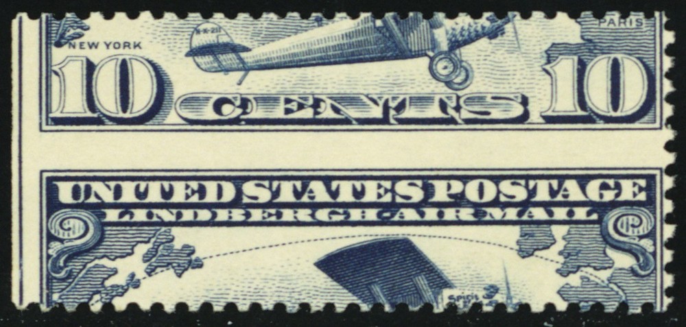 C10, Mint NH 10¢ Stunning Misperforation Error Lindbergh - Stuart Katz