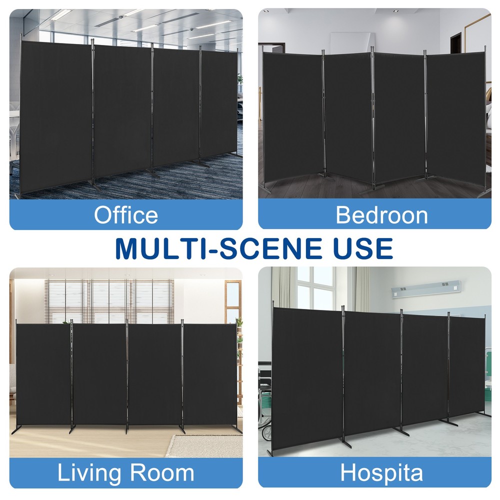 4 Panel Room Divider 6FT Folding Privacy Screen Wall Partition Home Office Black