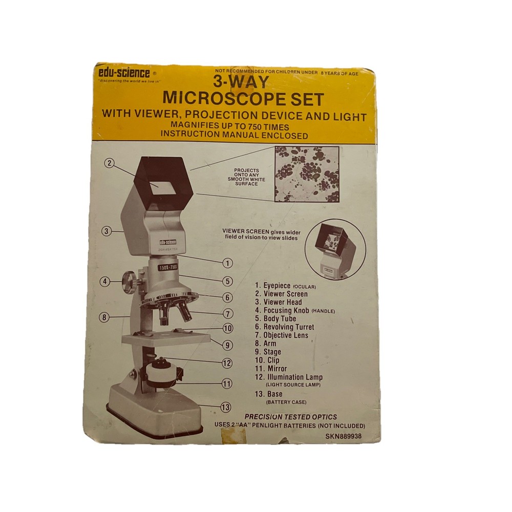 Vintage Edu-science 3 Way Microscope With Viewer And Projection *Read