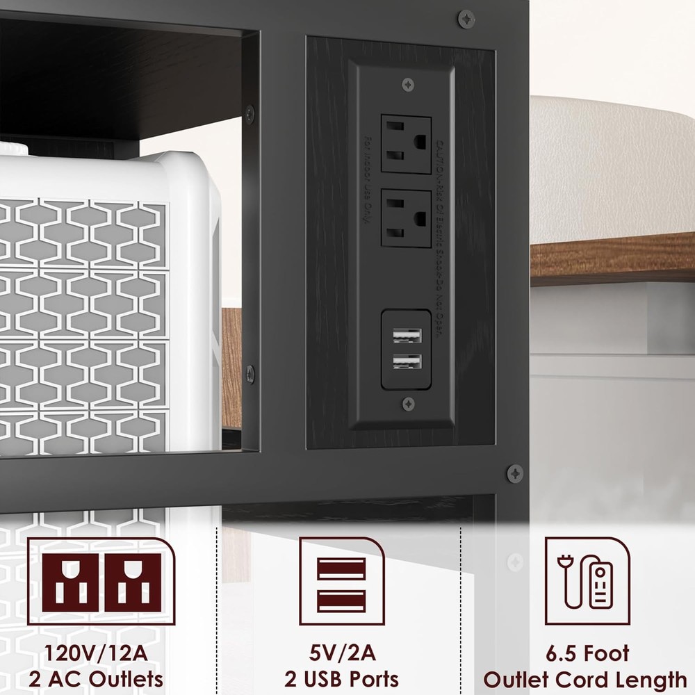 Pro Mobile Printer Station W/ Outlets & USB, 3-Tier Adjustable Shelf for Office