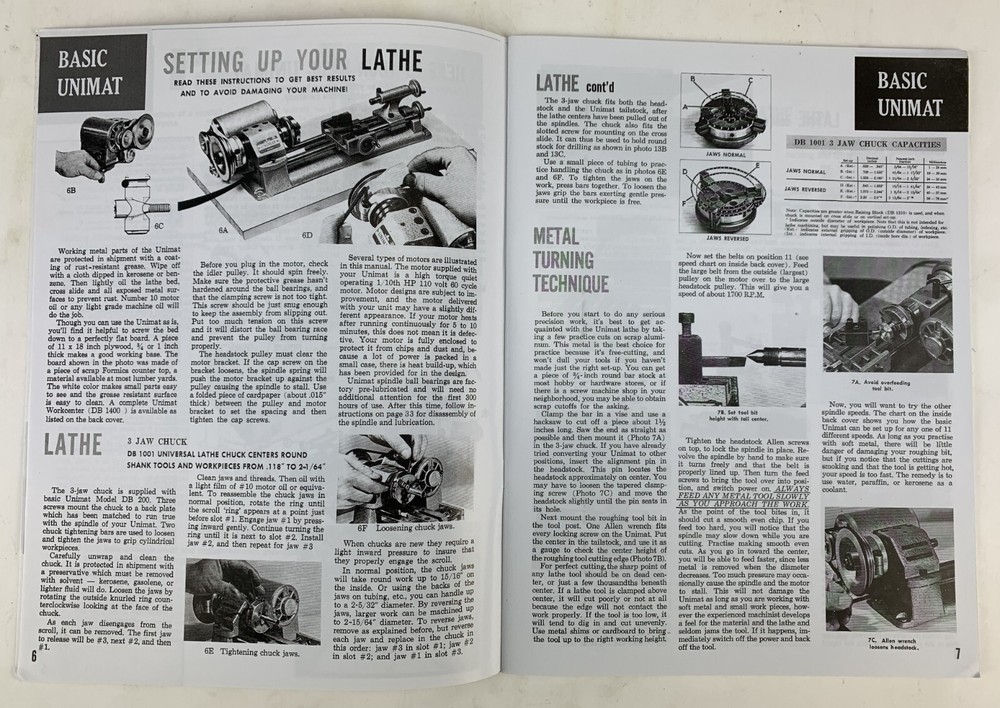 UNIMAT MINIATURE MACHINING TECHNIQUES, new copy book