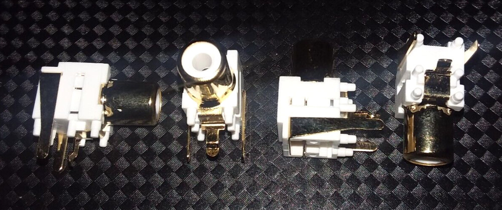 10pcs RCA Audio Phono Jack Right Angle PCB Panel Mount White Gold Plated