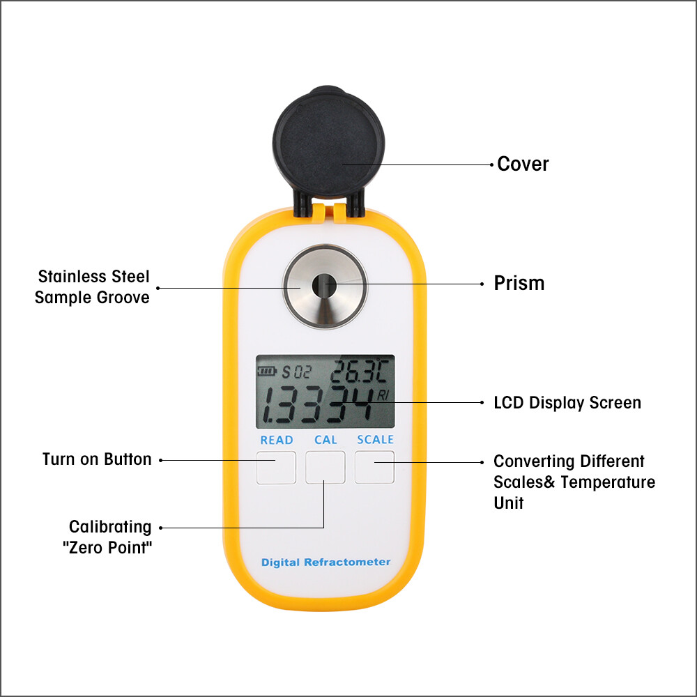 Portable Brix Refractometer Meter Honey Sugar Content Tester 0-50% Range
