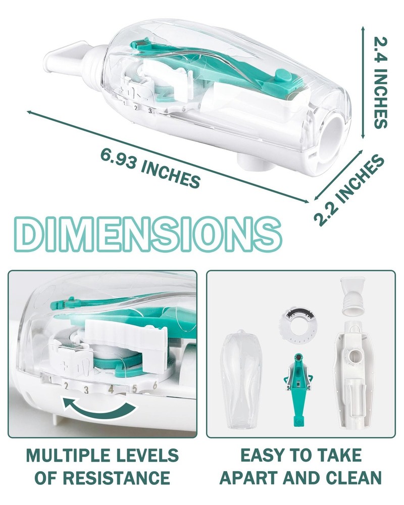 Breathing Exercise Device for Lungs - Flutter Valve Mucus Removal Device - Br...
