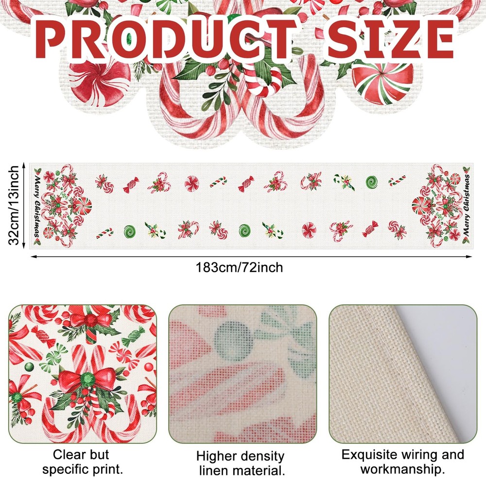 7 Pcs Table Runner Placemat - 13 x 72 Inch Candy Table Runner 6 Candy Place...